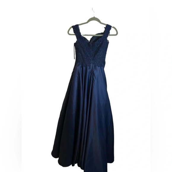 Nwt Dancing Queen Navy Blue Prom Gown - Picture 2 of 5